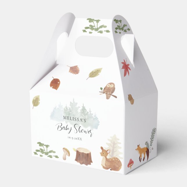 Cute Woodland Animals Baby Shower Favor Boxes (Front Side)