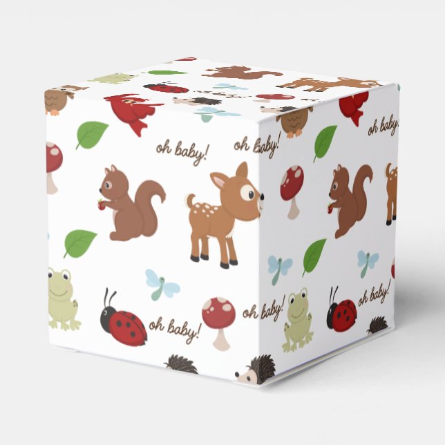 Cute Woodland Animals Baby Shower  Favor Boxes (Back Side)