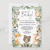 Cute Woodland Animals Baby Shower Forest Greenery Invitation (Front)