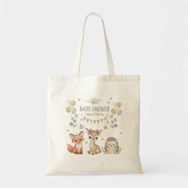 Cute Woodland Animals Baby Shower | Fox, Deer  Tote Bag (Front)