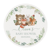 Cute Woodland Animals Baby Shower Greenery Favor T Edible Frosting Rounds