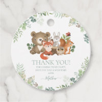 Cute Woodland Animals Baby Shower Greenery Favor Tags