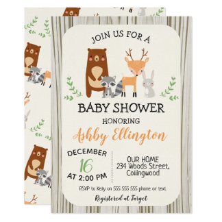 Cute Woodland Animals Baby Shower Invitation