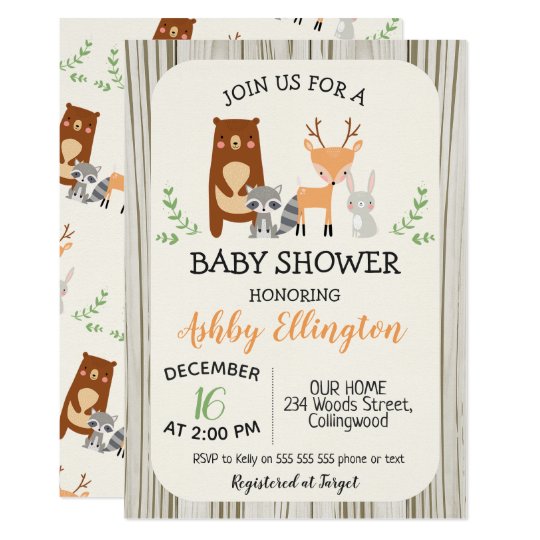 Cute Woodland Animals Baby Shower Invitation Zazzle Cute Woodland Animals Baby Shower Invitation