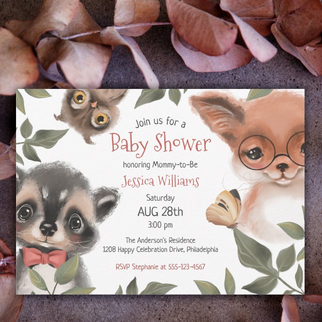 Cute Woodland Animals Baby Shower Invitation (Creator Uploaded)