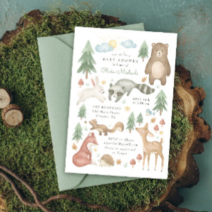 Cute Woodland Animals Baby Shower Invitation