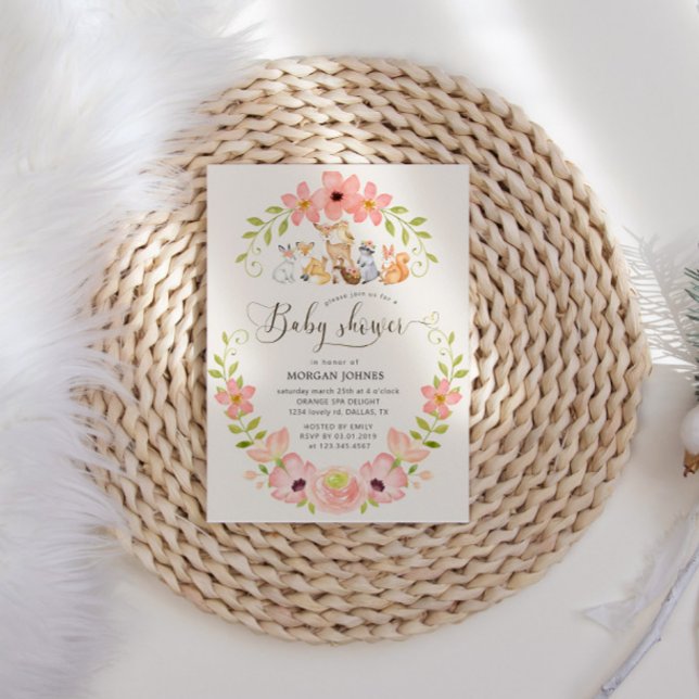 Cute Woodland Animals Baby Shower Invitation (Creator Uploaded)
