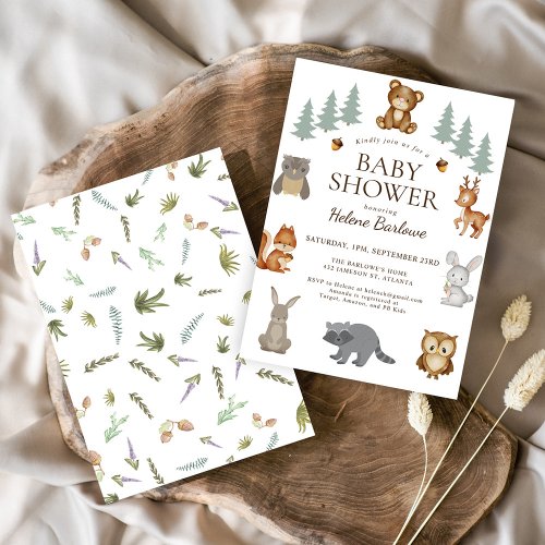 Cute Woodland Animals Baby Shower Invitation