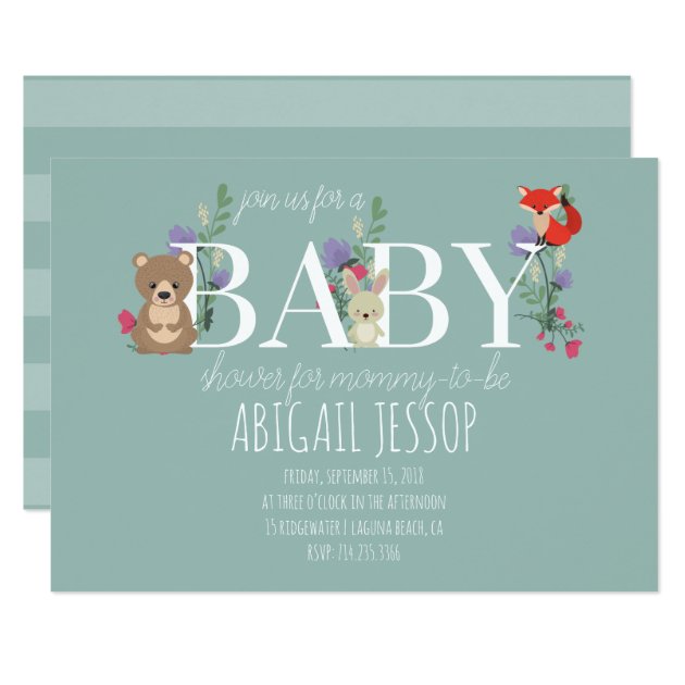 Cute Woodland Animals Baby Shower Invitation Card