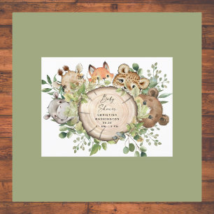 Cute Woodland Animals Baby Shower Invitation Postcard