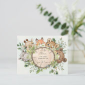 Cute Woodland Animals Baby Shower  Invitation Postcard (Standing Front)