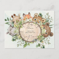 Cute Woodland Animals Baby Shower  Invitation Postcard