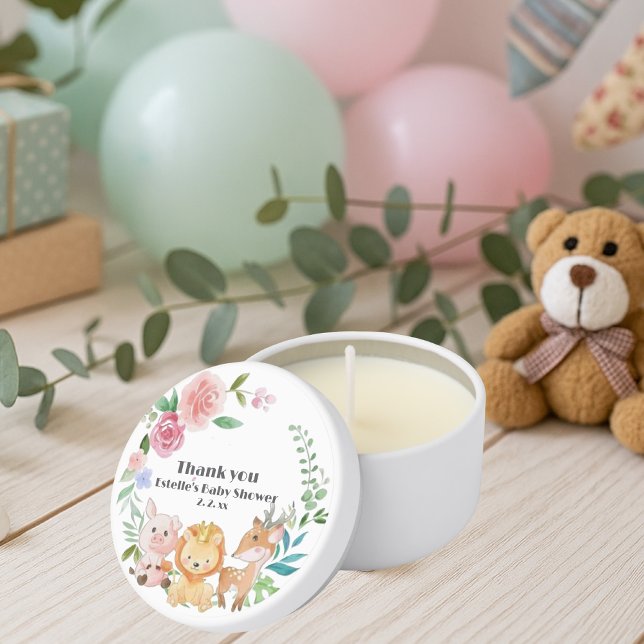Cute Woodland Animals Baby Shower  Mini Candle Favors (Creator Uploaded)