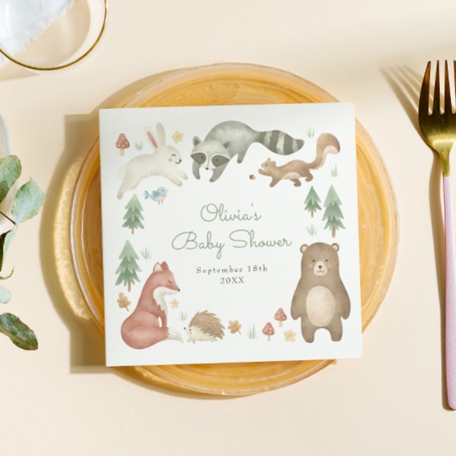 Cute Woodland Animals Baby Shower Napkins (Creator Uploaded)