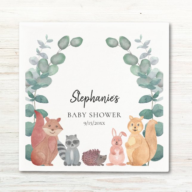 Cute Woodland Animals Baby Shower Napkins (Creator Uploaded)