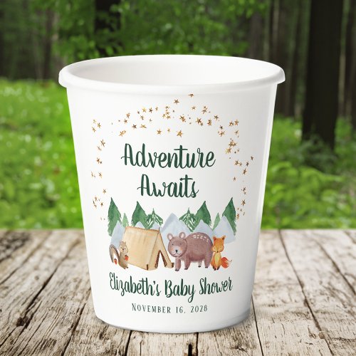 Cute Woodland Animals Baby Shower Paper Cups