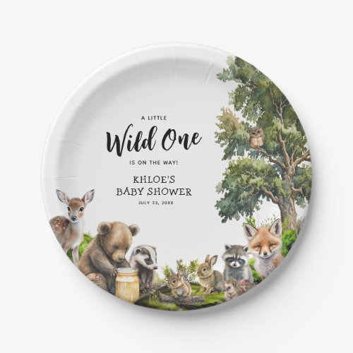 Cute Woodland Animals Baby Shower Paper Plates