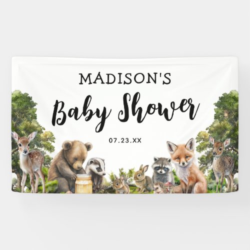 Cute Woodland Animals Baby Shower Party Banner