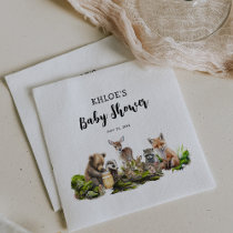 Cute Woodland Animals Baby Shower Party Napkins
