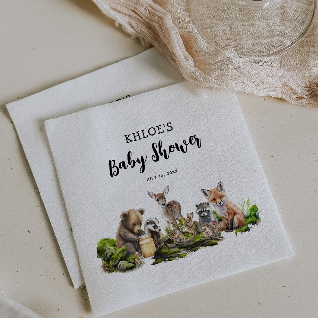 Cute Woodland Animals Baby Shower Party Napkins (Creator Uploaded)