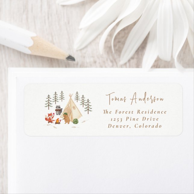 Cute Woodland Animals Baby Shower Return Address  Label (Insitu)