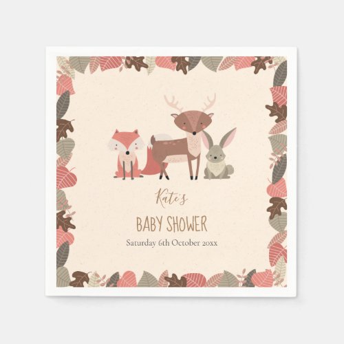 Cute Woodland Animals Baby Shower  Sprinkle Napkins