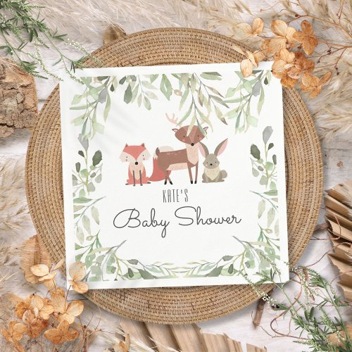 Cute Woodland Animals Baby Shower Sprinkle Napkins