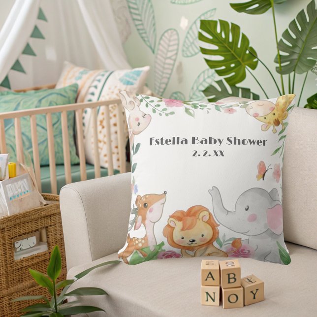 Cute Woodland Animals Baby Shower  Throw Pillow (Creator Uploaded)