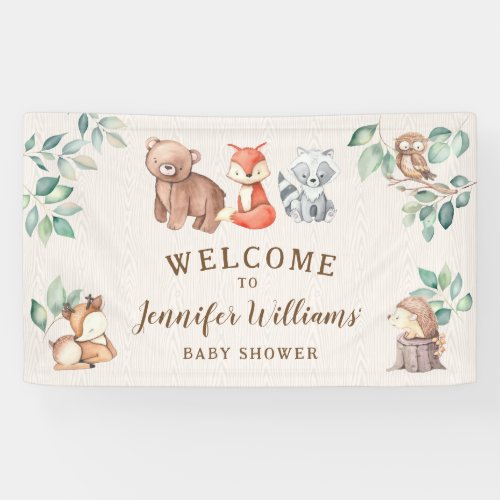 Cute Woodland animals baby shower welcome Banner