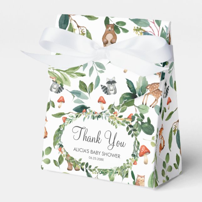 Cute Woodland Animals Baby Shower Woods Thank You Favor Boxes (Front Side)
