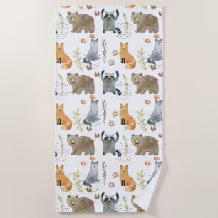 Cute Woodland Animals  Beach Towel