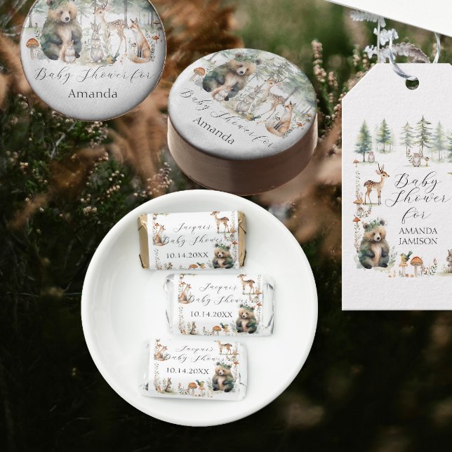 Cute Woodland Animals Bear Deer Forest Baby Shower Hershey's Miniatures (Creator Uploaded)