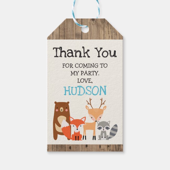 Cute woodland animals birthday favor tag. gift tags