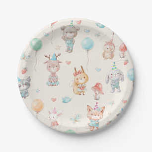 Cute Woodland Animals Birthday Party Paper Plates