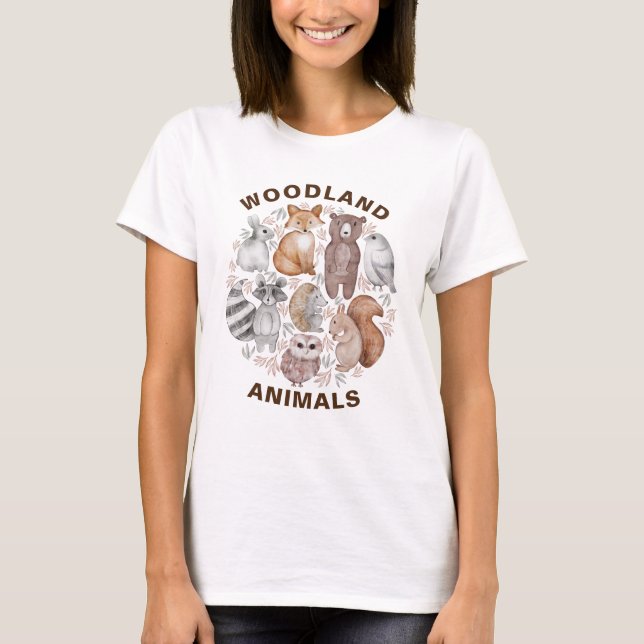 Cute Woodland Animals Birthday  T-Shirt (Front)