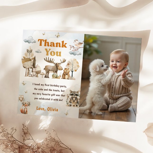 Cute Woodland Animals Birthday Thank You Card (Creator Uploaded)