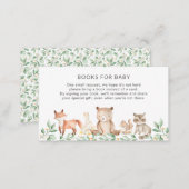 Cute Woodland Animals Books for Baby Shower Enclosure Card (Front/Back)