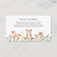 Cute Woodland Animals Books for Baby Shower Enclosure Card