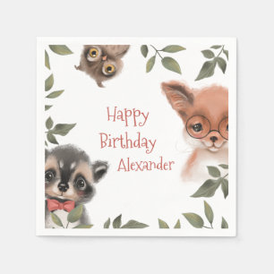 Cute Woodland Animals Children's Birthday Party Napkins