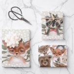 Cute Woodland Animals Children's Storybook Theme Wrapping Paper Sheets<br><div class="desc">An adorable set of wrapping paper sheets with a woodland animals storybook theme. Animals include a fox, raccoon and a pattern with bears, squirrels, foxes, raccoons, dear and owls. Three different designs in this set make it a versatile choice for children's gifts celebrating birthday parties, baby showers and even holidays....</div>