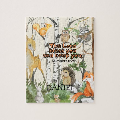 Cute Woodland Animals Christian Scripture Kid Gift Jigsaw Puzzle