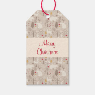 Cute Woodland Animals Christmas Pattern Gift Tags