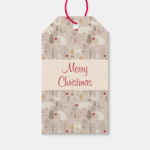 Cute Woodland Animals Christmas Pattern Gift Tags