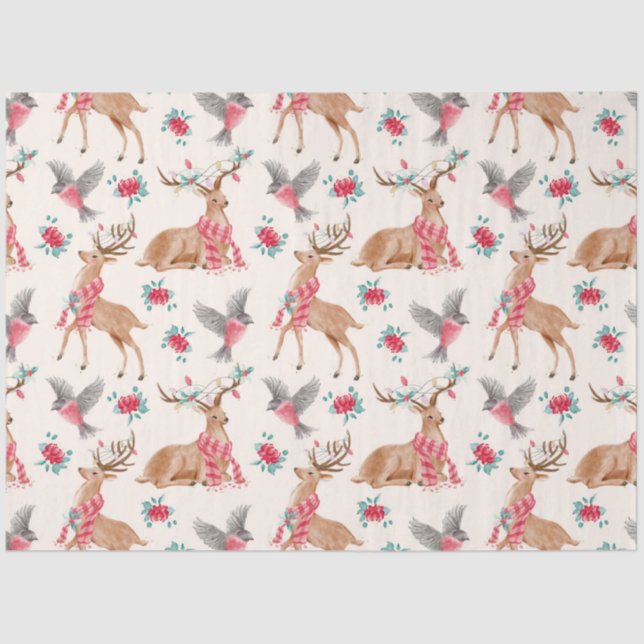 Cute Woodland Animals Christmas Tissue Paper (Front)