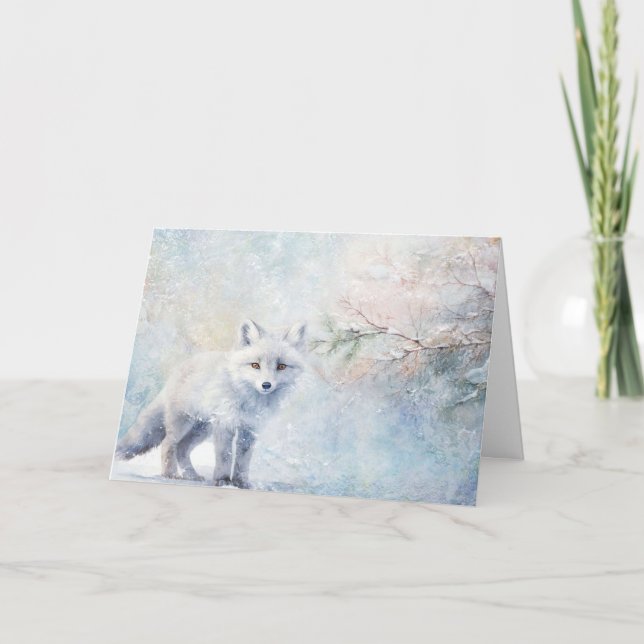 Cute Woodland Animals Coyote In Snow Greeting  Card (Front)