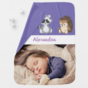 Cute Woodland Animals Custom Photo Baby Blanket
