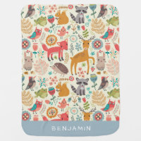 Cute Woodland Animals, customizable Baby Blanket