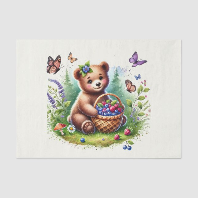 Cute woodland animals decoupage bear tissue paper (Front)