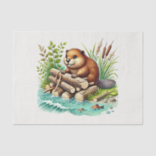 Cute woodland animals decoupage beaver tissue paper