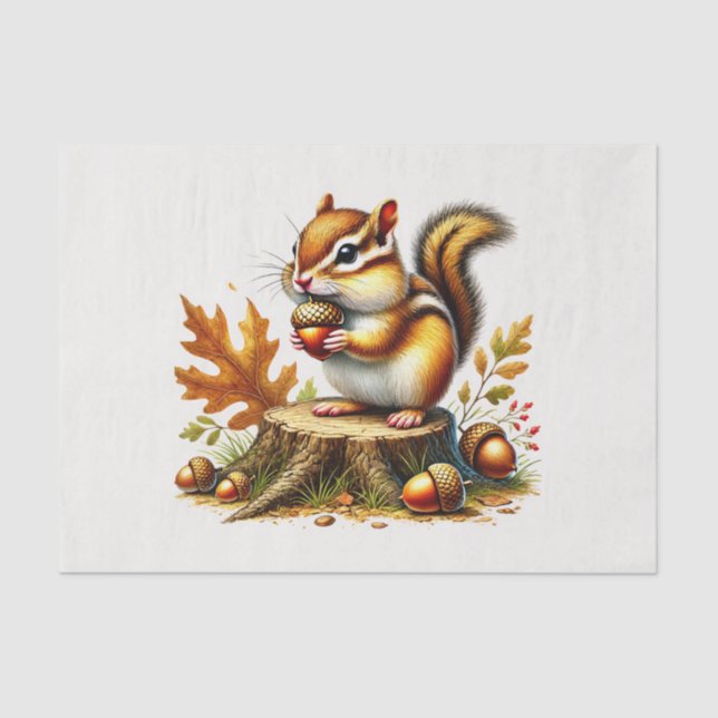 Cute woodland animals decoupage chipmunk tissue paper (Front)